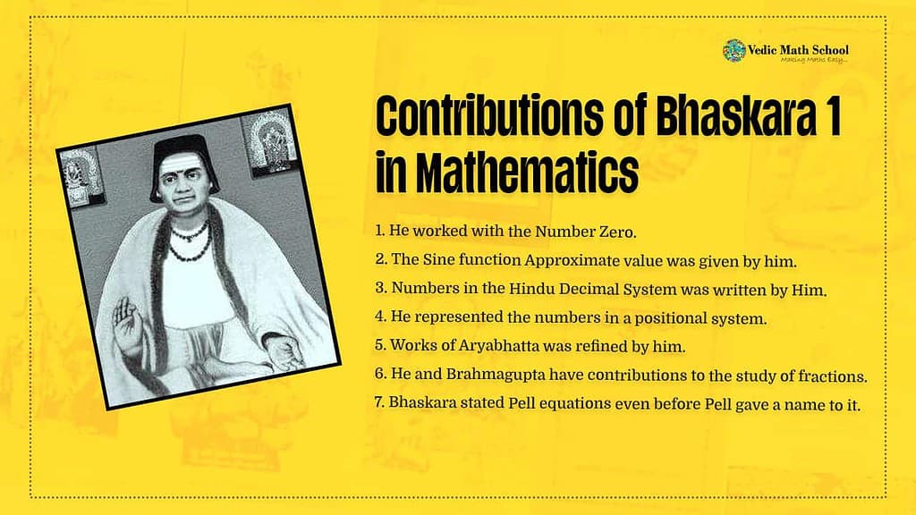 Contributions of Bhaskara 1 in Mathematics